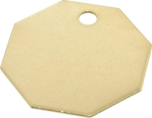 C.H. Hanson - 1-1/2 Inch Diameter, Octagonal, Brass Blank Metal Tag - Blank, 25 Pieces - Caliber Tooling