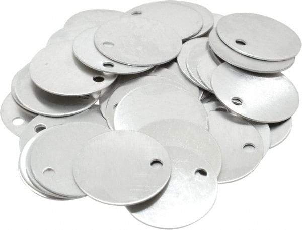 C.H. Hanson - 1-1/2 Inch Diameter, Round, Aluminum Blank Metal Tag - Blank, 50 Pieces - Caliber Tooling