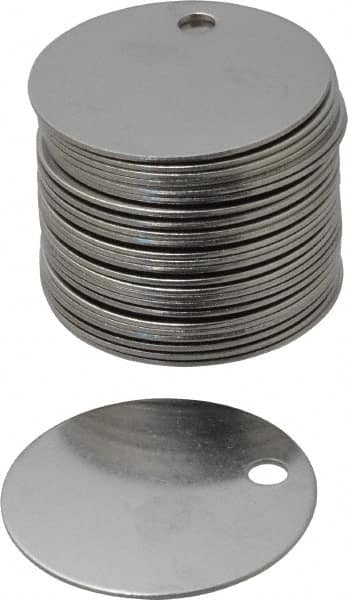 C.H. Hanson - 1-1/2 Inch Diameter, Round, Stainless Steel Blank Metal Tag - Blank, 25 Pieces - Caliber Tooling