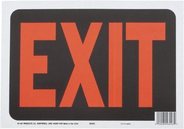 Made in USA - "Exit", 9" Long x 12" Wide, Rigid Plastic Safety Sign - Use for Workplace/Safety - Caliber Tooling