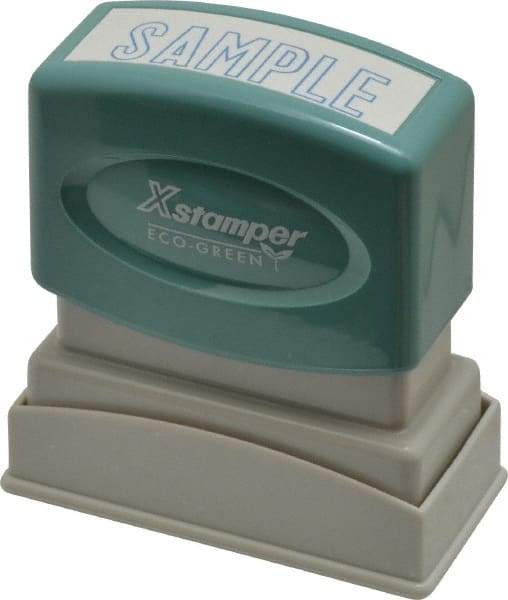 Value Collection - Sample, Blue Pre-Inked Stamp - 1/2 Inch Wide x 1-5/8 Inch Long - Caliber Tooling