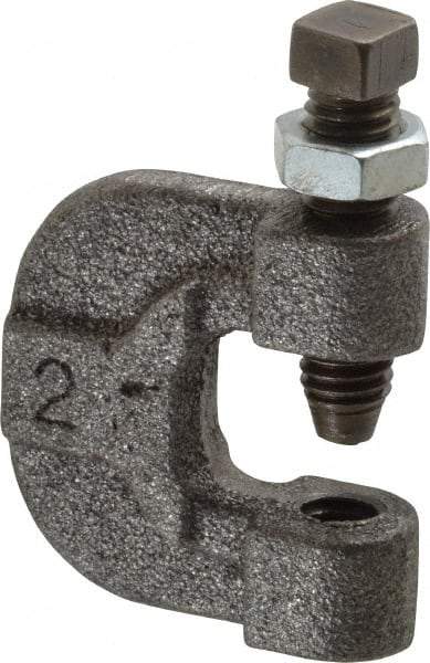 Made in USA - 3/4" Max Flange Thickness, 3/8" Rod C-Clamp with Locknut - 400 Lb Capacity, Ductile Iron - Caliber Tooling