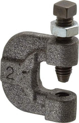 Made in USA - 3/4" Max Flange Thickness, 3/8" Rod C-Clamp with Locknut - 400 Lb Capacity, Ductile Iron - Caliber Tooling