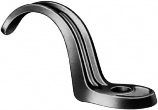 Made in USA - 1-1/4" Pipe, Malleable Iron, Black Plated" Pipe or Conduit Strap - 1 Mounting Hole - Caliber Tooling