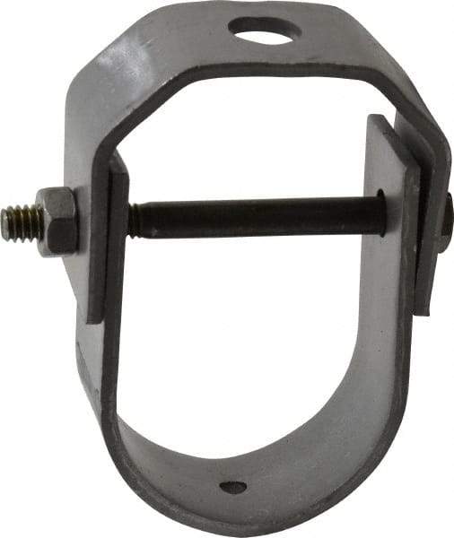 Made in USA - 1-1/4" Pipe, 3/8" Rod, Carbon Steel Adjustable Clevis Hanger - Black Coated, 610 Lb Capacity - Caliber Tooling