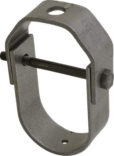 Made in USA - 1-1/2" Pipe, 3/8" Rod, Carbon Steel Adjustable Clevis Hanger - Black Coated, 610 Lb Capacity - Caliber Tooling