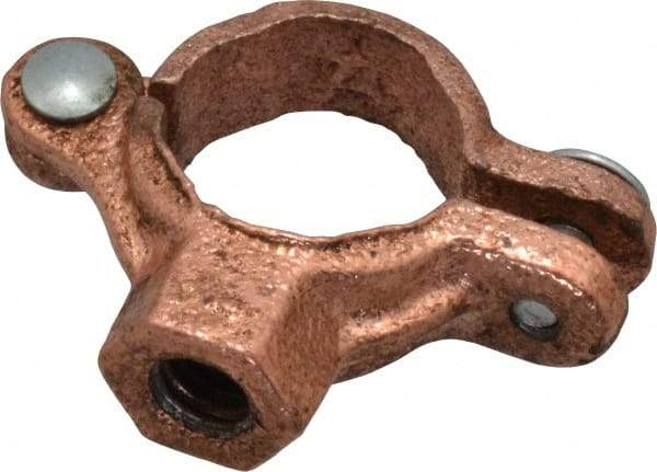 Value Collection - 3/4" Pipe, 3/8" Rod, Copper Painted Split Clamp - 180 Lb Capacity, Malleable Iron - Caliber Tooling