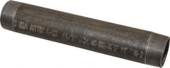 Made in USA - Schedule 40, 1-1/2" Diam x 10" Long Steel Black Pipe Nipple - Threaded - Caliber Tooling