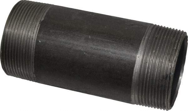 Made in USA - Schedule 40, 2" Diam x 5" Long Steel Black Pipe Nipple - Threaded - Caliber Tooling