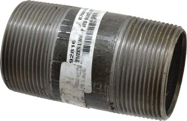 Made in USA - Schedule 40, 2-1/2" Diam x 5" Long Steel Black Pipe Nipple - Threaded - Caliber Tooling