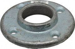 Made in USA - 2" Pipe, 5-1/2" OD, 1" Hub Length, Galvanized Floor Pipe Flange - 4-1/4" Across Bolt Hole Centers, 5/16" Bolt Hole, 150 psi, Class 150 - Caliber Tooling