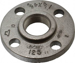 Made in USA - 1-1/4" Pipe, 4-5/8" OD, 13/16" Hub Length, Iron Threaded Pipe Flange - 2-5/16" Across Bolt Hole Centers, 3/4" Bolt Hole, 175 psi, Class 125 - Caliber Tooling