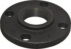 Made in USA - 2" Pipe, 6" OD, 1" Hub Length, Iron Threaded Pipe Flange - 3-1/16" Across Bolt Hole Centers, 3/4" Bolt Hole, 175 psi, Class 125 - Caliber Tooling