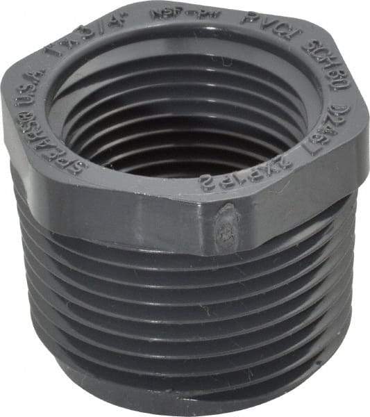 Value Collection - 1 x 3/4" PVC Plastic Pipe Bushing - Schedule 80, MIPT x FIPT End Connections - Caliber Tooling