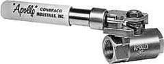 Apollo - 1-1/4" Pipe, Bronze Standard Ball Valve - 2 Piece, Inline - One Way Flow, FNPT x FNPT Ends, Deadman Lever (Spring Return to Close) Handle, 600 WOG, 150 WSP - Caliber Tooling