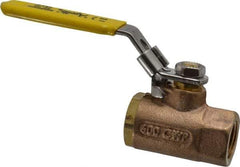 Apollo - 1/2" Pipe, Bronze Standard Ball Valve - 2 Piece, Inline - One Way Flow, FNPT x FNPT Ends, Locking Lever Handle, 600 WOG - Caliber Tooling