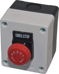 ACI - 1 Operator, Mushroom Head Control Station - Emergency Stop (Legend), Turn to Release Switch, NO/NC Contact - Caliber Tooling