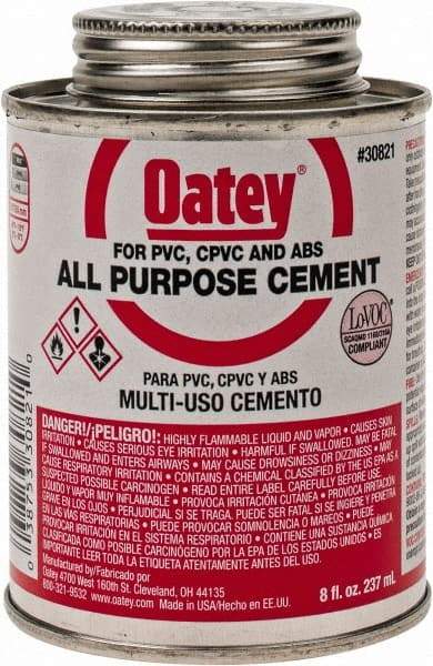 Oatey - 8 oz All-Purpose Medium Bodied Cement - Clear, Use with ABS, PVC & CPVC up to 6" Diam - Caliber Tooling