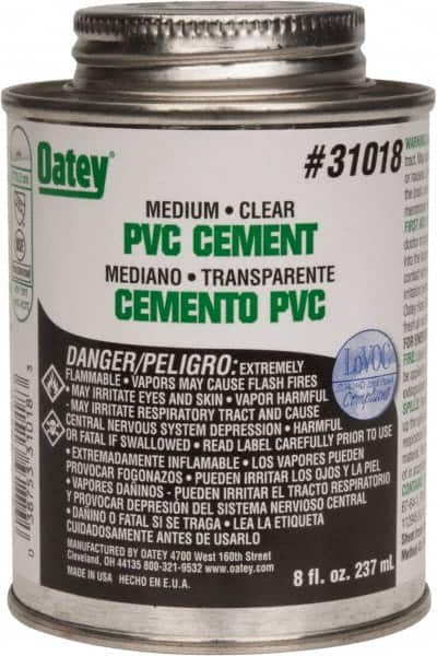 Oatey - 8 oz Medium Bodied Cement - Clear, Use with PVC up to 6" Diam - Caliber Tooling