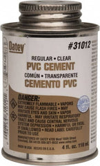 Oatey - 4 oz Regular Bodied Cement - Clear, Use with Schedule 40 PVC up to 4" Diam & Schedule 80 PVC up to 2" Diam - Caliber Tooling