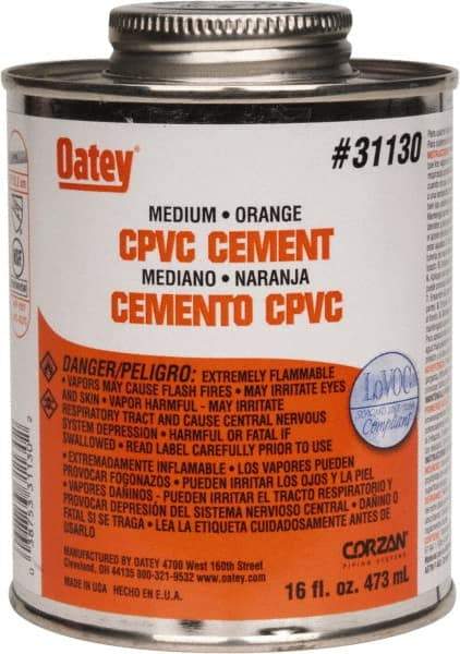 Oatey - 16 oz Medium Bodied Cement - Orange, Use with CPVC & CTS up to 6" Diam - Caliber Tooling