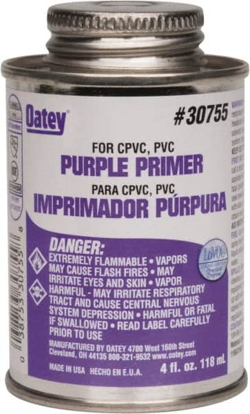 Oatey - 4 oz All Purpose Primer/Cleaner - Purple, Use with PVC & CPVC - Caliber Tooling