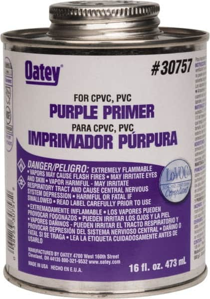 Oatey - 16 oz All Purpose Primer/Cleaner - Purple, Use with PVC & CPVC - Caliber Tooling