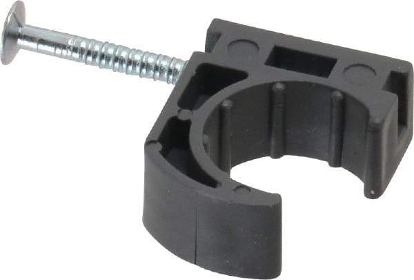 Oatey - 1/2" Pipe, Ribbed Pipe Clamp with Nail - Gray, Polyethylene - Caliber Tooling