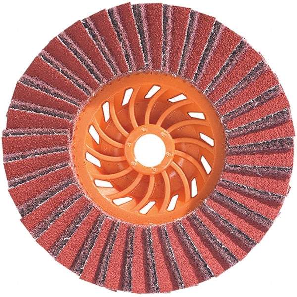 WALTER Surface Technologies - 5" Disc Diam, 5/8-11 Center Hole, Type 28 Ceramic Flap Disc - 12,200 Max RPM, Plastic Backing, Arbor Attaching System, Coated & Non-Woven Combo - Caliber Tooling