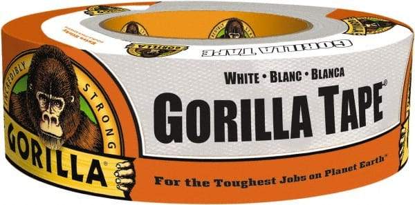 Gorilla Tape - 1-7/8" x 30 Yds White Duct Tape - 17 mil, Rubber Adhesive, Cotton/Polyester Blend Cloth Backing, 32°F to 150°F - Caliber Tooling