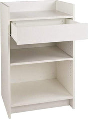 ECONOCO - 1 Shelf, Closed Shelving Register Stand - 24 Inch Wide x 24 Inch Deep x 38 Inch High, White - Caliber Tooling