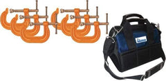 Gibraltar - 8" Max Opening Capacity, Deep Throat Standard C-Clamp Set - 6,900 Lb Load Capacity - Caliber Tooling