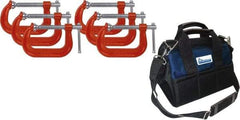 Gibraltar - 6" Max Opening Capacity, Deep Throat Standard C-Clamp Set - 6,600 Lb Load Capacity - Caliber Tooling