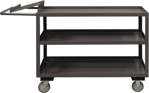 Durham - 1,200 Lb Capacity, 30" Wide x 60" Long x 37-5/8" High Order Picking Cart - 3 Shelf, Steel, 2 Rigid/2 Swivel Casters - Caliber Tooling