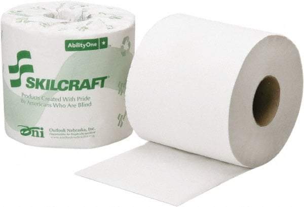 Ability One - 1,000' Roll Length x 3-3/4" Sheet Width, Standard Roll Toilet Tissue - 1,000 Sheets per Roll, Single Ply, White, Recycled Fiber - Caliber Tooling