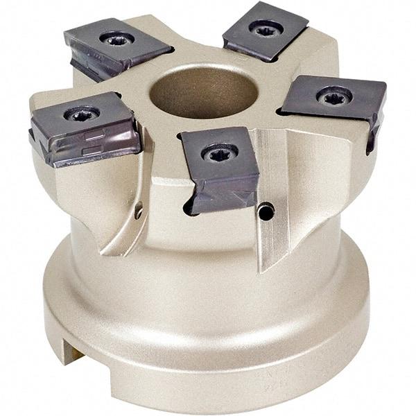 Iscar - 20 Inserts, 3" Cut Diam, 1-1/4" Arbor Diam, 1.87" Max Depth of Cut, Indexable Square-Shoulder Face Mill - 0/90° Lead Angle, 2.7" High, T490 LN.. 1306 Insert Compatibility, Through Coolant, Series Helitang - Caliber Tooling