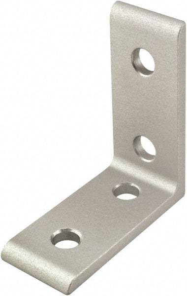 80/20 Inc. - 50mm Wide, Open Shelving 4 Hole Inside Corner Bracket - Aluminum, Clear Anodized Finish, 22mm Long, Use with 25 Series & Bolt Kit 75-3404 - Caliber Tooling