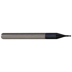 Corner Radius End Mill: 0.035″ Dia, 0.105″ LOC, 0.005″ Radius, 2 Flutes, Solid Carbide 1-1/2″ OAL, 1/8″ Shank Dia, 30 ° Helix, AlTiN Coated, Corner Radius End, Centercutting, Series Miniature