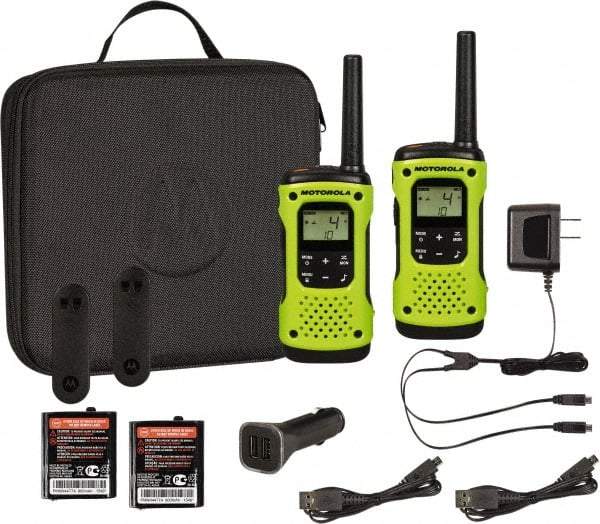 Motorola - 16 Mile Range, 22 Channel, 0.5 & 1.5 Watt, Series Talkabout, Recreational Two Way Radio - FRS/GMRS Band, 462.55 to 467.7125 Hz, AA & NiMH Battery, 9 NiMH & 23 AA hr Life, 9.65" High x 9.21" Wide x 2.83" Deep, Scanning, Low Battery Alerts - Caliber Tooling