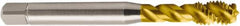 Seco - M3x0.50 Metric 3 Flute 6G Modified Bottoming Spiral Flute Tap - Cobalt, TiN Finish, 56mm OAL, Right Hand Flute, Right Hand Thread, H6 - Caliber Tooling