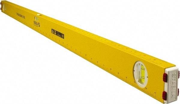 Stabila - 48" Long 3 Vial Spirit Level - Aluminum, Yellow, 2 Plumb & 1 Level Vials - Caliber Tooling