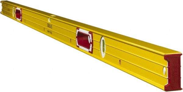 Stabila - Magnetic 78" Long 3 Vial Box Beam Level - Aluminum, Yellow, 2 Plumb & 1 Level Vials - Caliber Tooling