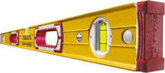 Stabila - Magnetic 48" Long 3 Vial Box Beam Level - Aluminum, Yellow, 2 Plumb & 1 Level Vials - Caliber Tooling