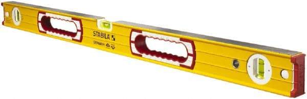 Stabila - 32" Long 3 Vial Box Beam Level - Aluminum, Yellow, 2 Plumb & 1 Level Vials - Caliber Tooling