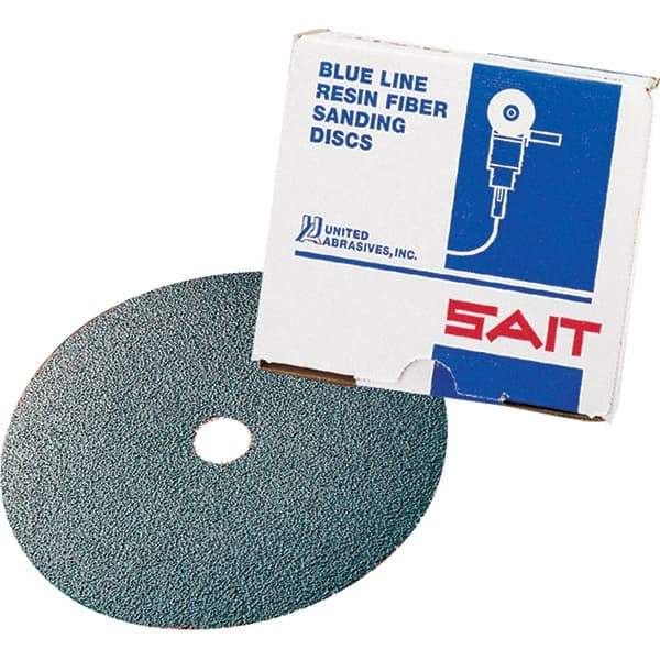 Sait - 7" Diam 7/8" Hole 80 Grit Fiber Disc - Zirconia Alumina, 7,000 Max RPM - Caliber Tooling