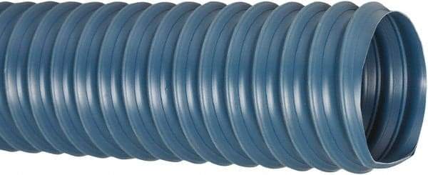 Flexaust - 2-1/2" ID, 19 Hg Vac Rating, 14 psi, PVC Vacuum & Duct Hose - 50' Long, Blue, 2-1/4" Bend Radius, 20 to 160°F - Caliber Tooling