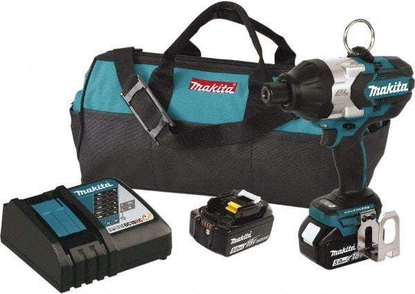 Makita - 7/16" Drive 18 Volt T-Handle Cordless Impact Wrench & Ratchet - 2,200 RPM, 600 Ft/Lb Torque, 2 Lithium-Ion Batteries Included - Caliber Tooling