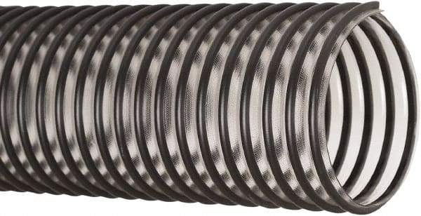 Flexaust - 3" ID, 22 Hg Vac Rating, 18 psi, PVC Vacuum & Duct Hose - 25' Long, Clear/Black, 3.7" Bend Radius, 20 to 160°F - Caliber Tooling