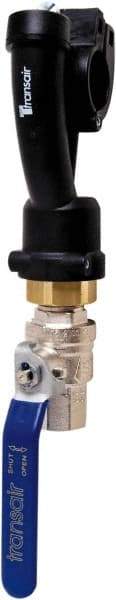 Transair - 7/8" ID, 25mm OD, Wall Bracket with Ball Valve - Plastic, 232 Max psi, 1/2 Female NPT, 10-1/6" Long - Caliber Tooling