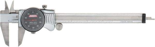 SPI - 0" to 6" Range, 0.001" Graduation, 0.1" per Revolution, Dial Caliper - Black Face, 1.57" Jaw Length, Accurate to 0.0010" - Caliber Tooling